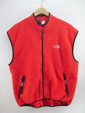 Vintage 90s The North Face Mens Red Fleece Full‎ Zip Vest Size XL
